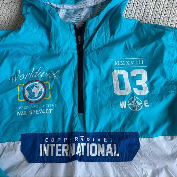 Copper Rivet Denim Factory Half Zip Hooded Multicolored Windbreaker Unisex 2XL - Picture 4 of 7